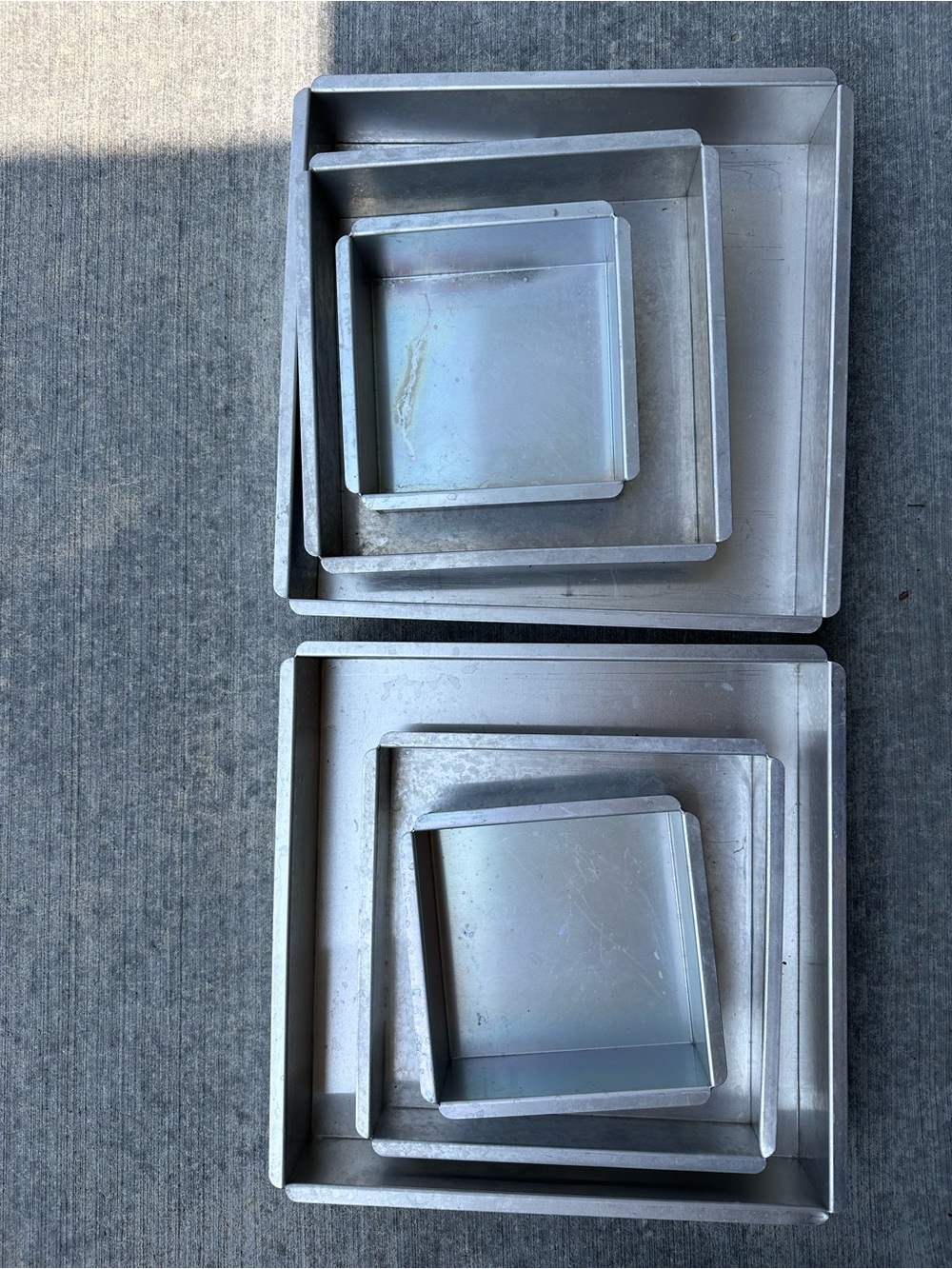 Stackable Square Aluminum Trays - Silver